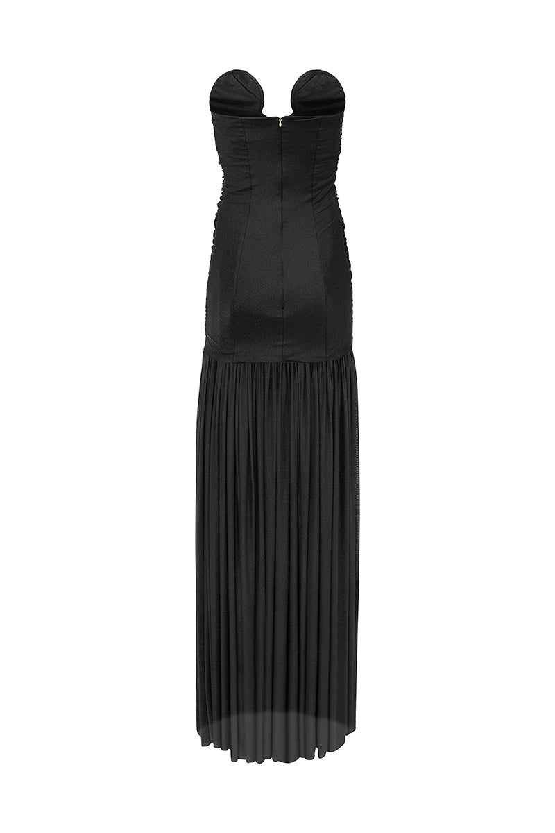 LEDIEL Topacio Mesh Maxi Dress shown in the image, featuring a flowing design with intricate mesh details and a stylish silhouette.