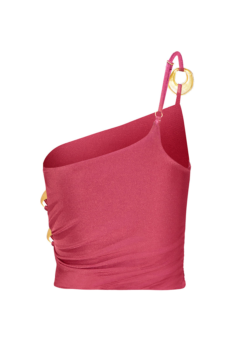 Laura Escobar Bacilica Dragonfruit top, stylish sleeveless blouse with vibrant dragonfruit print, perfect for casual and summer wear.