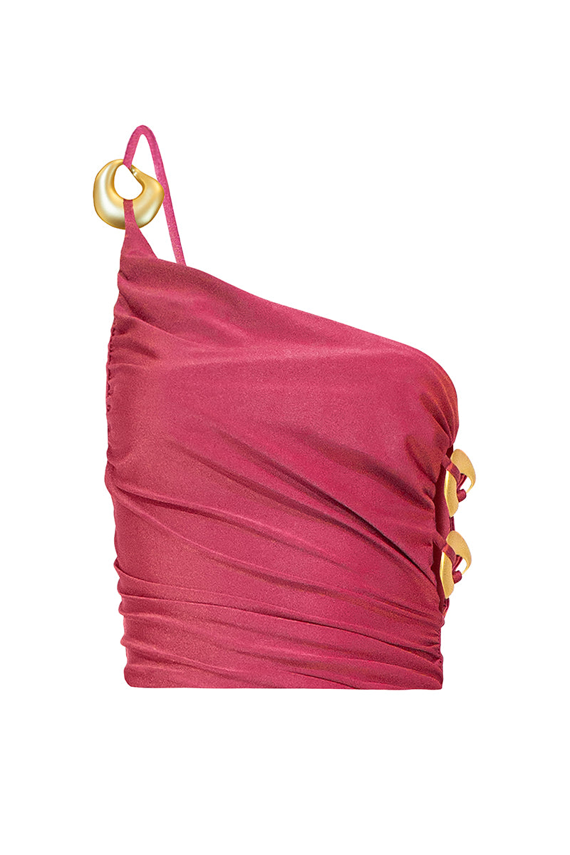 Laura Escobar Bacilica Dragonfruit top, vibrant sleeveless blouse with colorful dragonfruit pattern, casual and stylish for warm days.