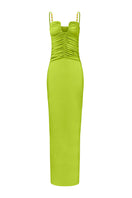 Laura Escobar pistachio maxi dress with flowing fabric and elegant design, perfect for stylish summer occasions.