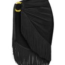 Laura Escobar black Beth pareo cover-up shown draped, lightweight fabric, perfect for beach or poolside wear.