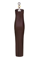 Mocca maxi dress by Laura Escobar with flowing fabric and elegant design, perfect for stylish summer or evening wear.