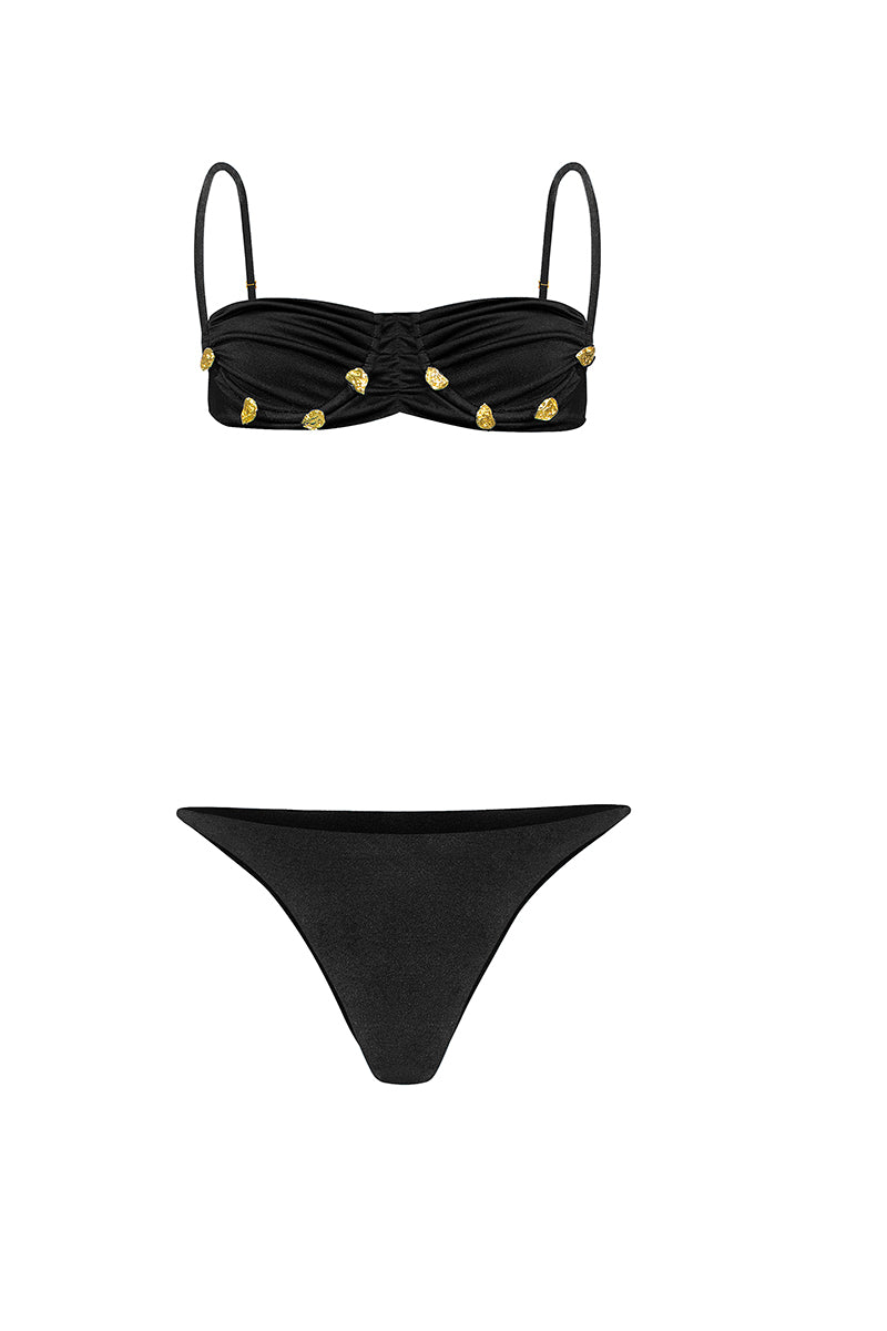 Black Tenerife bikini by Laura Escobar, featuring a stylish swimwear design with adjustable straps, displayed on a mannequin.