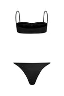 Black Tenerife bikini by Laura Escobar featuring a stylish two-piece design, with adjustable straps and vibrant pattern details.