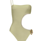 Laura Escobar Malibu one-piece swimsuit in gold, featuring a sleek and stylish design perfect for beach or poolside wear.