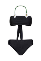 Black Lirio bikini by Laura Escobar featuring a stylish, modern design with adjustable straps and minimal coverage.