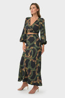 niLuu Maia wrap top in Dion fabric, stylish women's tops with a flattering fit and elegant design, shown in this image.