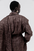 Ash brown Studio NK midnight blazer, tailored jacket with lapels and pockets, displayed on a mannequin.