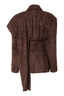 Ash brown Midnight Blazer by Studio NK, tailored jacket with classic lapel, front buttons, and sleek fit.