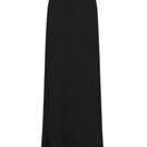 Black Tinta Latina Miel maxi skirt with flowing fabric and waist tie, styled as a versatile women's fashion piece.