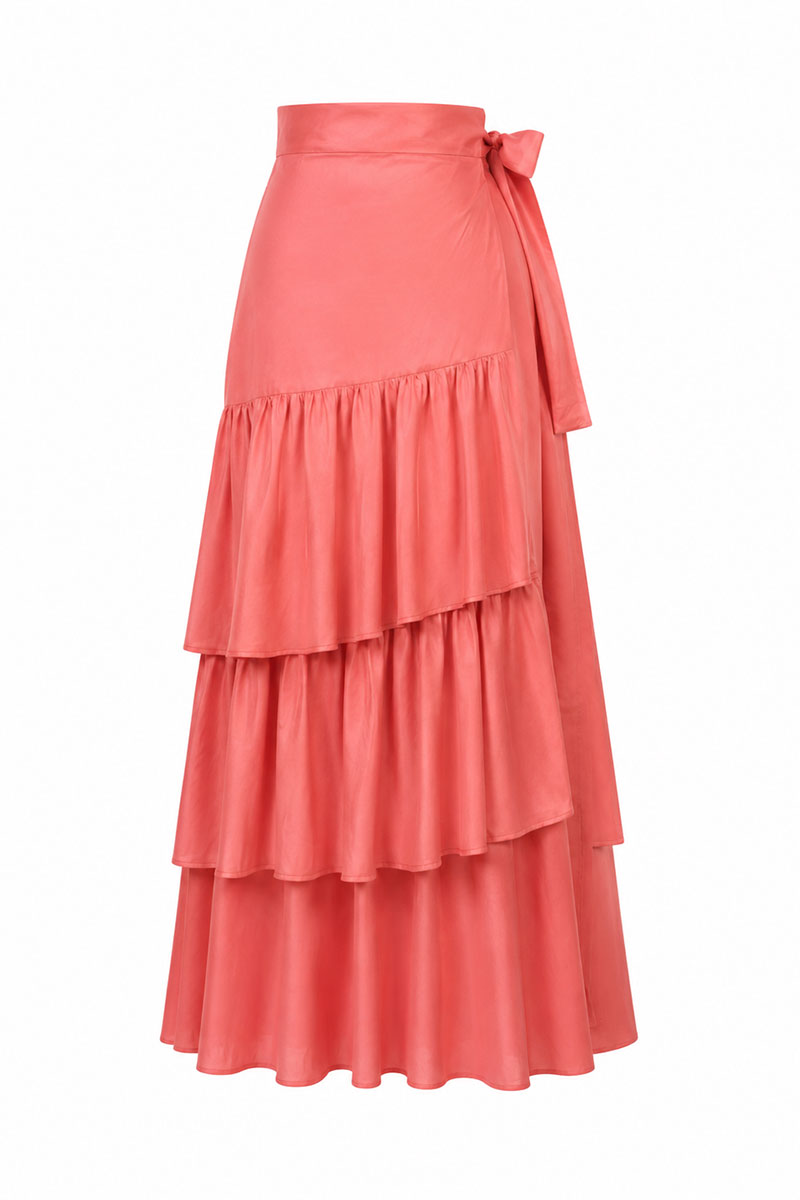 Francisco Arce Mila maxi skirt in flowing fabric, shown in a full-length view with a high waist and elegant silhouette.