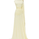 Yellow Minerva gown by Jenny K Tran featuring elegant fabric and a flowing silhouette, ideal for formal occasions.