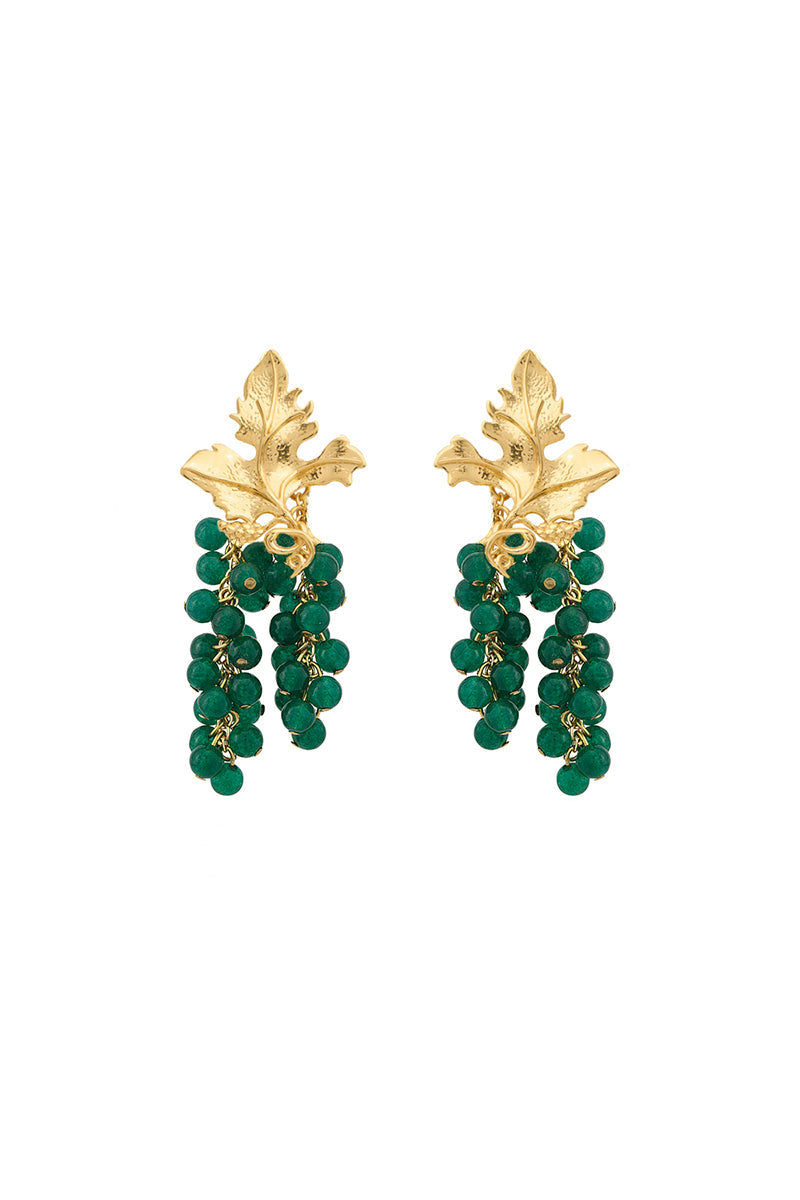 Peracas MINI Adile earrings in vibrant emerald green, small hoop style with a polished finish.