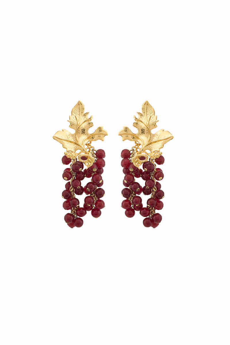 Red MINI Adile earrings by PERACAS featuring small, stylish hoop design for a subtle, elegant look.