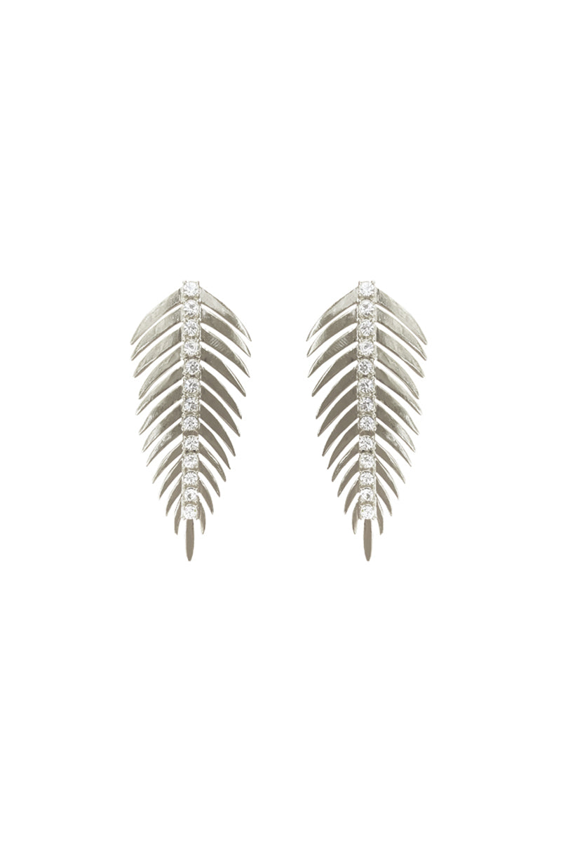Silver and white mini Ellise earrings by Jessica K, featuring delicate hoop design with subtle shine.
