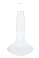 Elegant pink MIRA gown by Gigii's with flowing fabric and intricate detailing, perfect for formal occasions.
