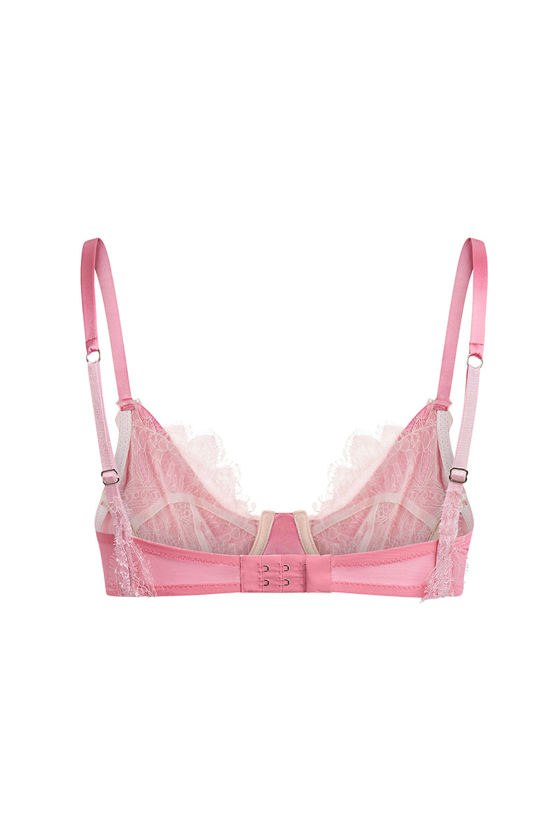 Scarlett Gasque Misses Macaron Bra in fuchsia with ghost back design, featuring smooth fabric and supportive underwire for everyday wear.