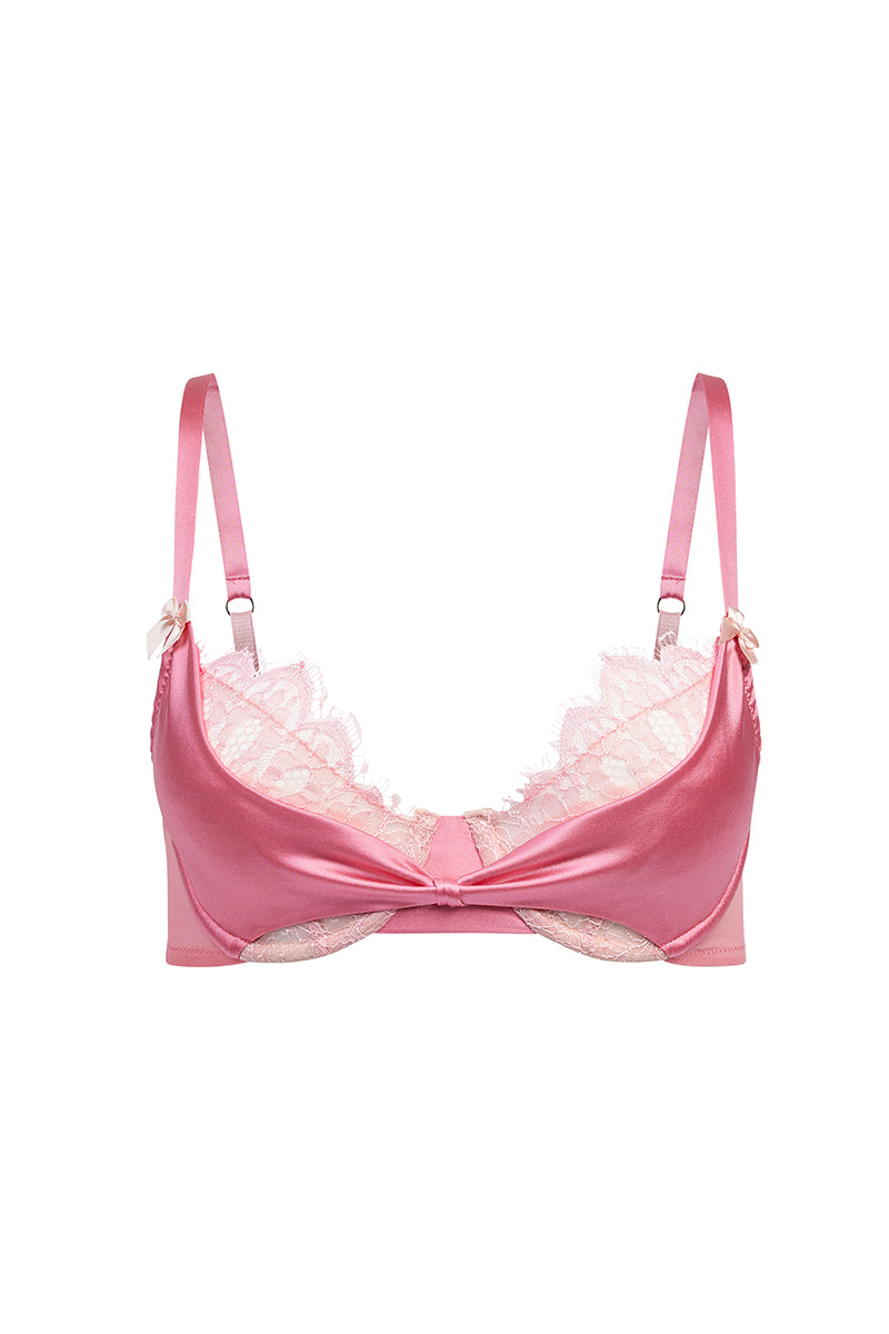Scarlett Gasque Misses Macaron Bra in fuchsia with lace detail, front view showcasing feminine design and comfortable fit.