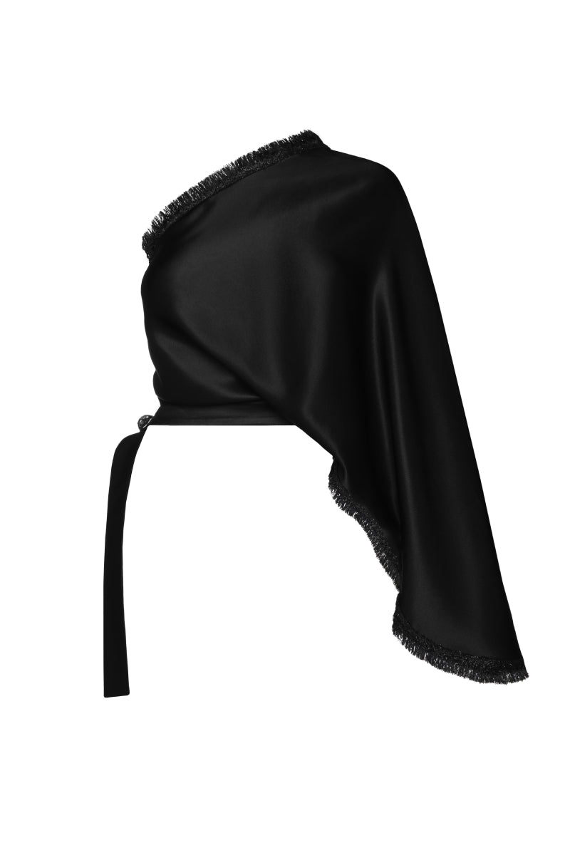 BLACK ASYMMETRICAL BLOUSE - CULT MIA