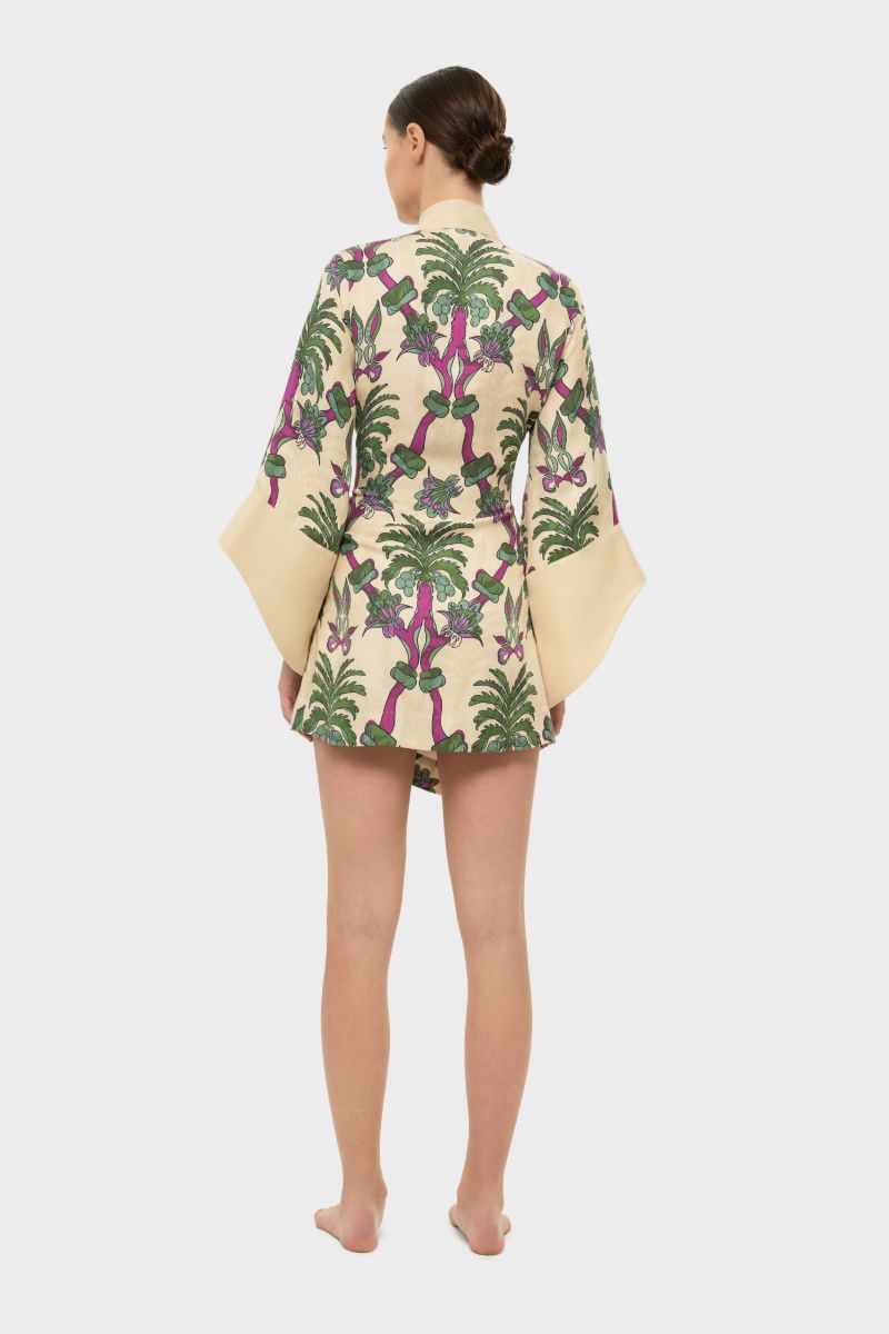 AQUAFLORA AMARA MINI KIMONO ROBE IN PALMERA - CULT MIA
