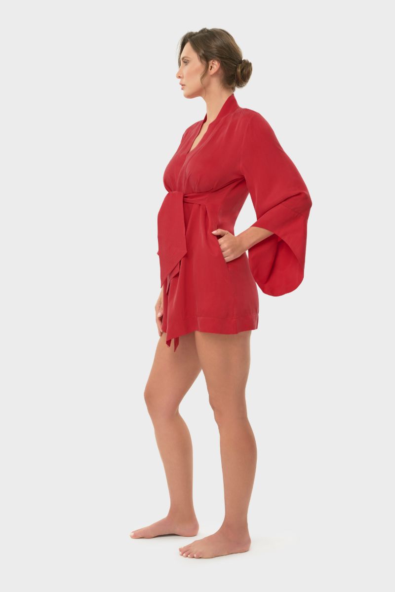 AMARA MINI KIMONO ROBE IN ROUGE - CULT MIA