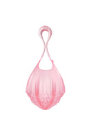 Mesh ALHAMBRA top handle bag in frosted bubblegum pink with a structured design and top handle for stylish carrying.