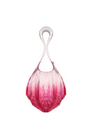 MESH ALHAMBRA top handle bag in gradient cherry frost color with sleek design and sturdy handle, front view.