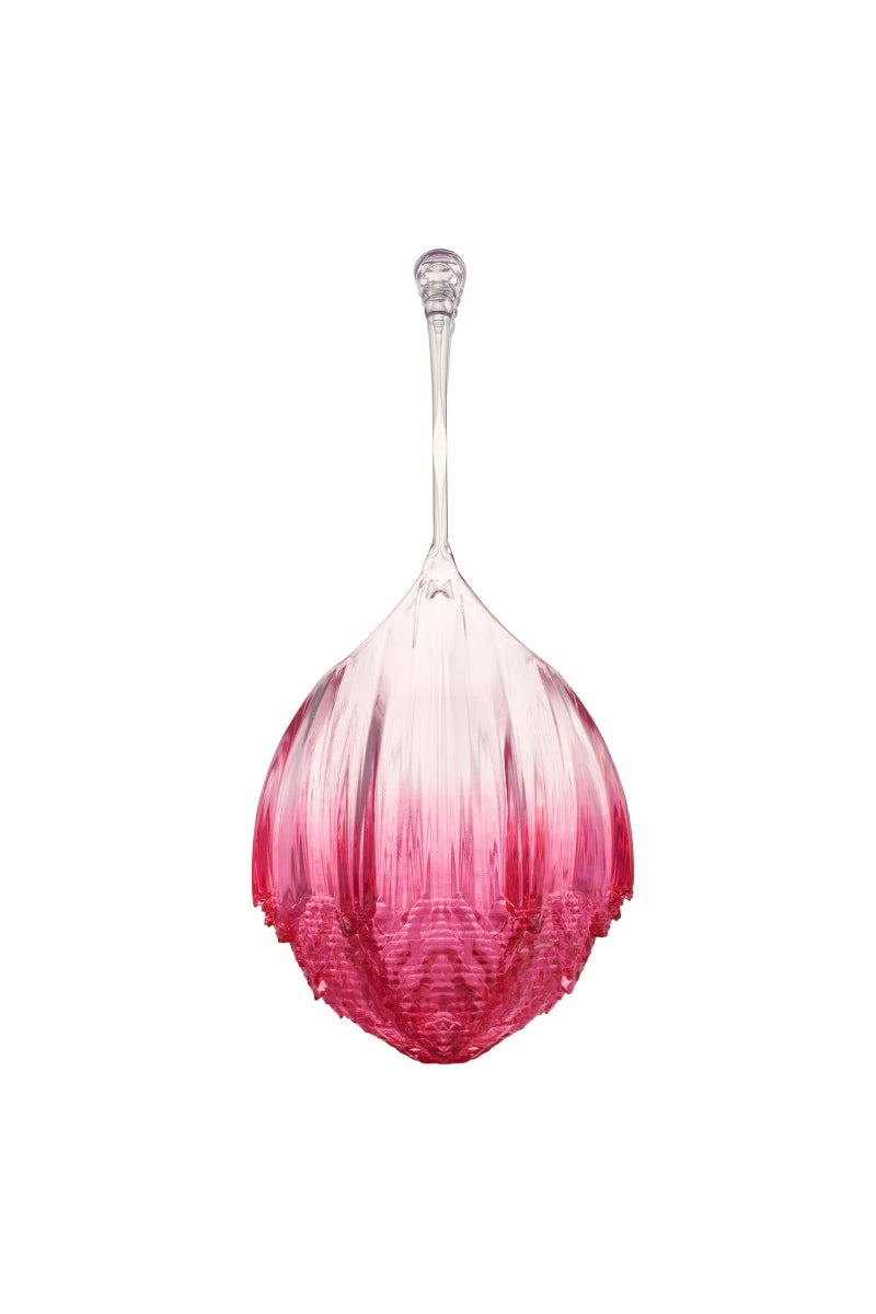 Mesh Alhambra top handle bag in gradient cherry frost with side view, showcasing stylish design and colorful textured finish.