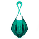 MESH ALHAMBRA top handle bag in solid emerald green with structured design and top handle, front view.