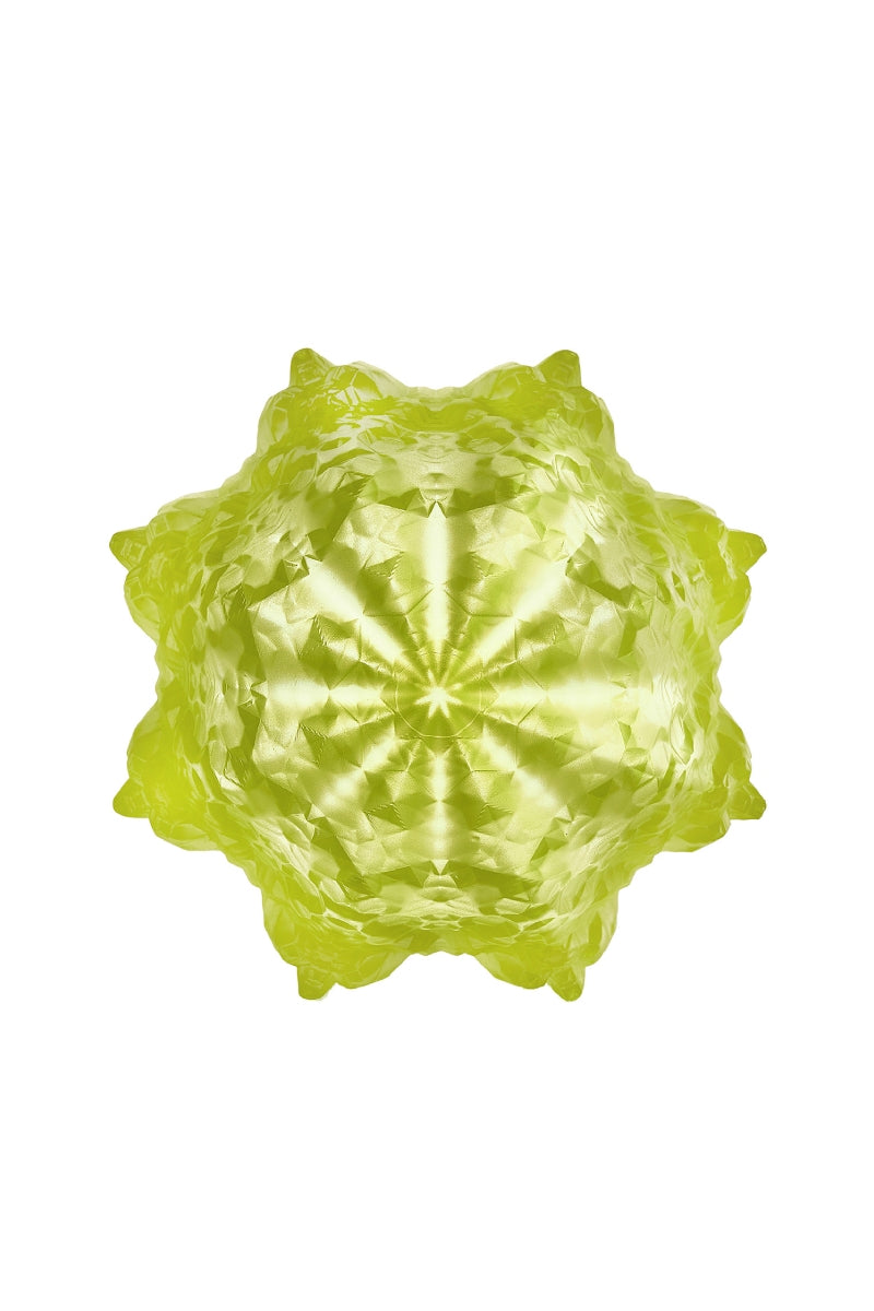 Mesh Alhambra top handle bag in gradient Limonata with sleek design, shown from the bottom view.