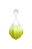 MESH ALHAMBRA top handle bag in gradient Limónata color, front view showing stylish design and smooth leather texture.