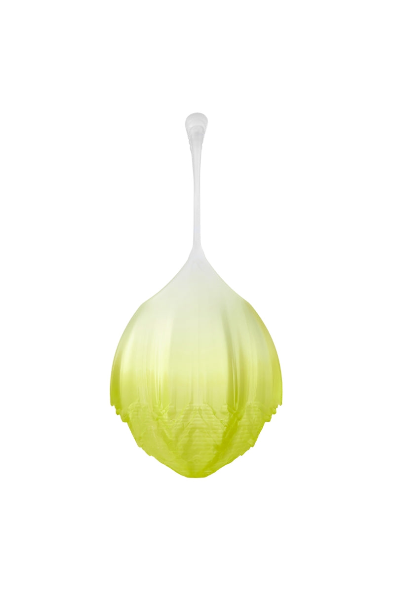 Mesh Alhambra top handle bag in gradient limonata color, side view showing stylish design and textured material.