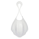 Mesh Alhambra top handle bag in Frost-White with sleek design and structured silhouette, perfect for elegant everyday use.