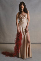Monetre CULT MIA X Monetre Lueur gown in elegant fabric, showcasing a flowing design and intricate details.