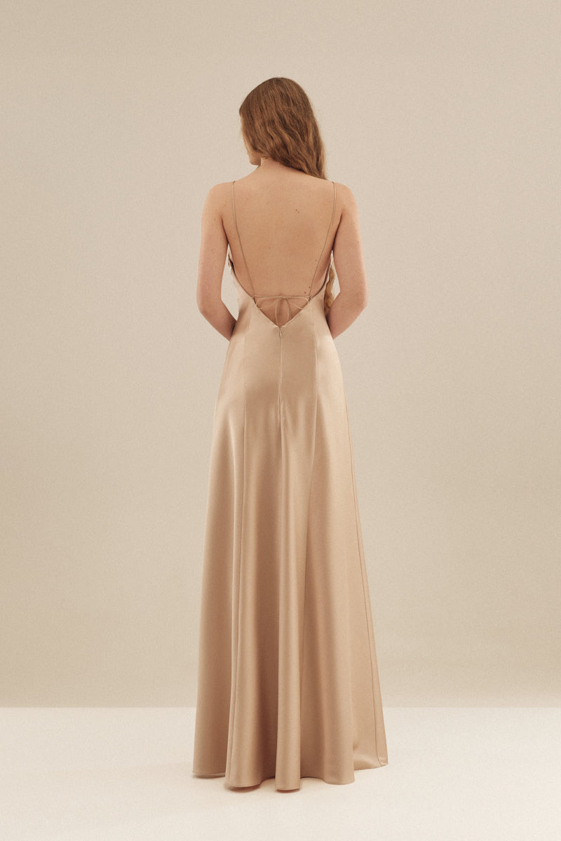 Monetre CULT MIA X Monetre Lueur gown in soft fabric, featuring elegant design and detailed craftsmanship.