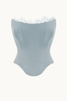 Monetre CULT MIA X Monetire Azure Sculpt co-ord set featuring stylish matching top and pants in vibrant blue fabric.