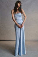 Monetre Cult Mia X Monetree Azure Sculpt co-ords set featuring a matching top and pants in vibrant blue fabric.