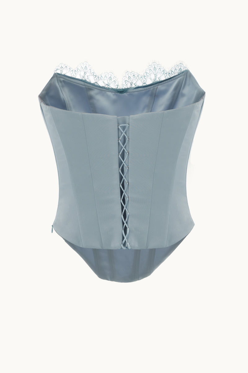 Monetre Cult Mia X Monetree Azure Sculpt co-ord set featuring a stylish matching top and pants in vibrant blue.