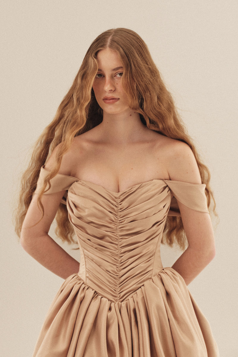 Monetre CULT MIA X Monetree Aura gown featuring elegant fabric and intricate details, perfect for formal occasions.