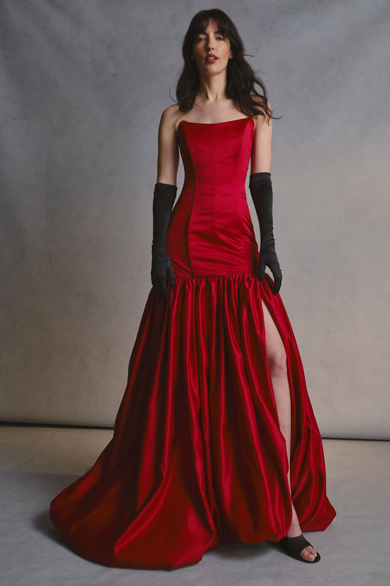 Monetre CULT MIA X Monetre Noir gown featuring elegant black fabric and intricate design details.