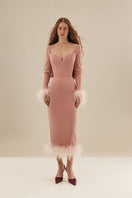 Monetre CULT MIA X MonetRé rosé midi dress with floral pattern and flowy fabric, perfect for summer or special occasions.