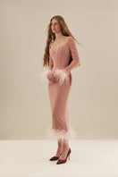 Monetre Cult Mia X Monetré rosé midi dress with flowy fabric and elegant design, perfect for stylish occasions.