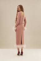 Monetre Cult Mia X Monetere rosé midi dress featuring a flowy fabric and elegant design, perfect for stylish occasions.