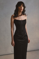 Black lace co-ord set by Monetre featuring intricate lace details and fitted design, perfect for stylish evening wear.