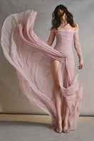 Elegant CULT MIA X MONETRE Céline gown featuring flowing fabric and intricate details, perfect for formal occasions.