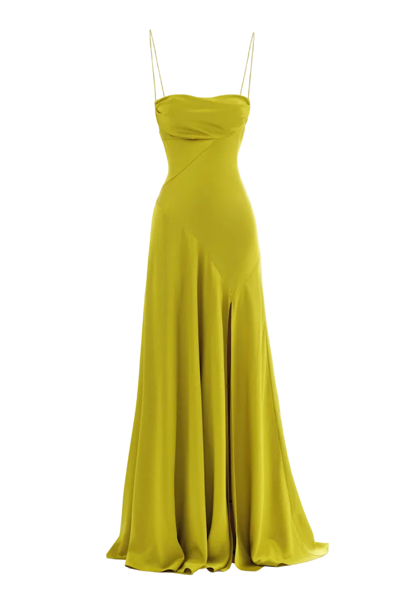 Monetre CULT MIA X MONETRE VIRIDE gown with intricate embroidery and flowing fabric, displayed on a mannequin.