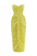 Monetre Cult Mia X Monetre Margot midi dress in soft fabric with a stylish, feminine silhouette and subtle pattern.