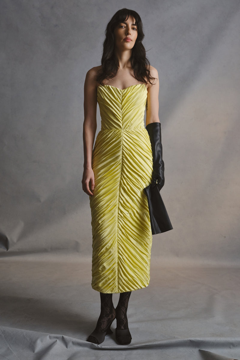 Monetre CULT Mia X Monetre Margot midi dress with floral pattern, sleeveless design, and fitted silhouette, front view.