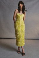 Monetre Cult Mia X Monetree Margot midi dress, stylish floral design, fitted bodice, and flowy skirt in vibrant fabric.