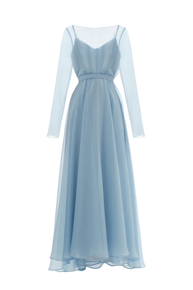 Monetre CULT MIA X ÉTHER maxi dress in flowing fabric, featuring a stylish design and vibrant color details.